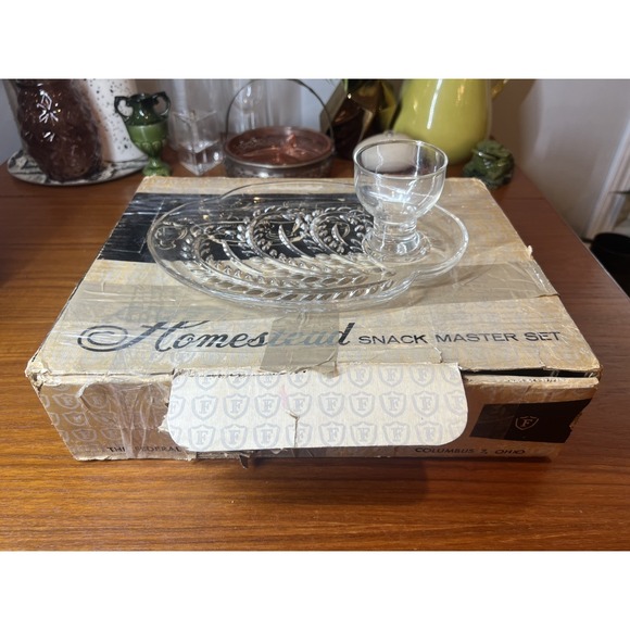 federal glass Other - Vintage Federal Glass Company Homestead Snack Set 12 Piece Set - NEW/Old Stock